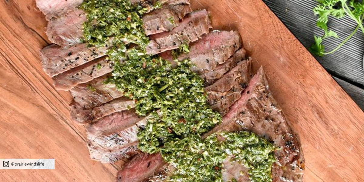 Sous Vide Flank Steak with Chimichurri Sauce (Serves 4)