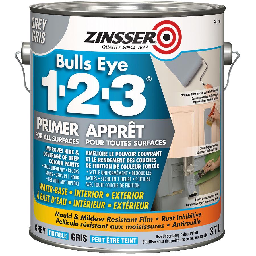 Zinsser Bulls Eye 123 Latex PrimerSealer Grey, 3.7 L Brantford