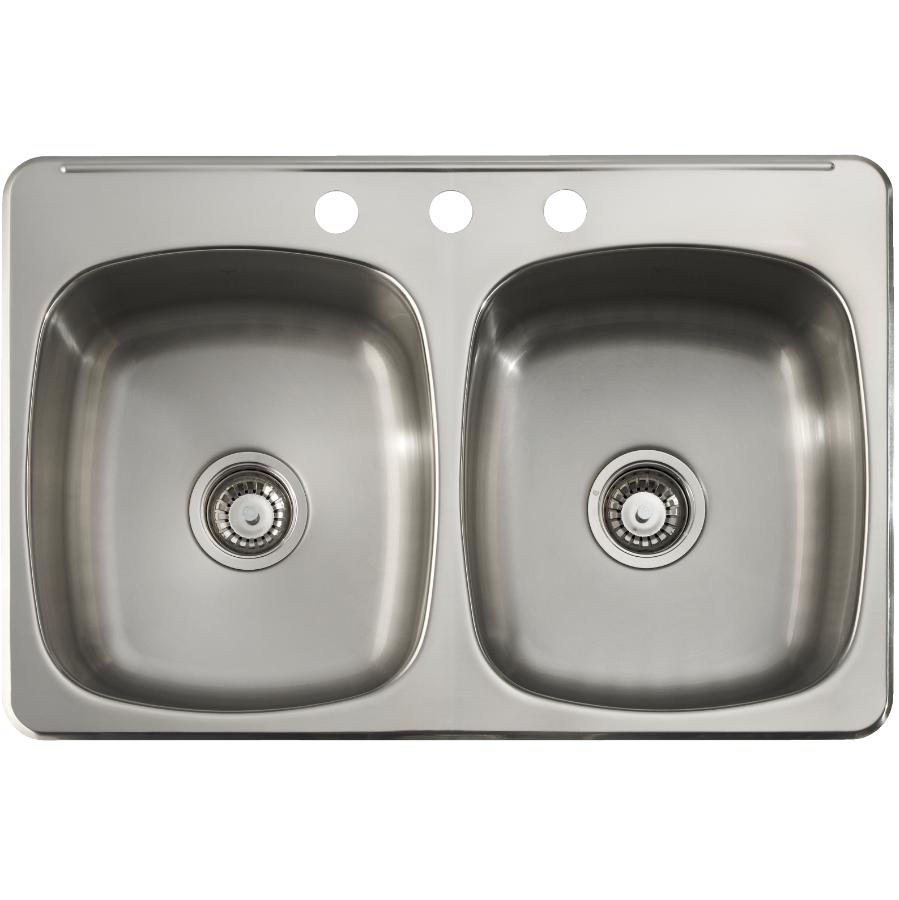 Kindred 31 X 20 7 Double Stainless Steel 3 Hole Kitchen Sink